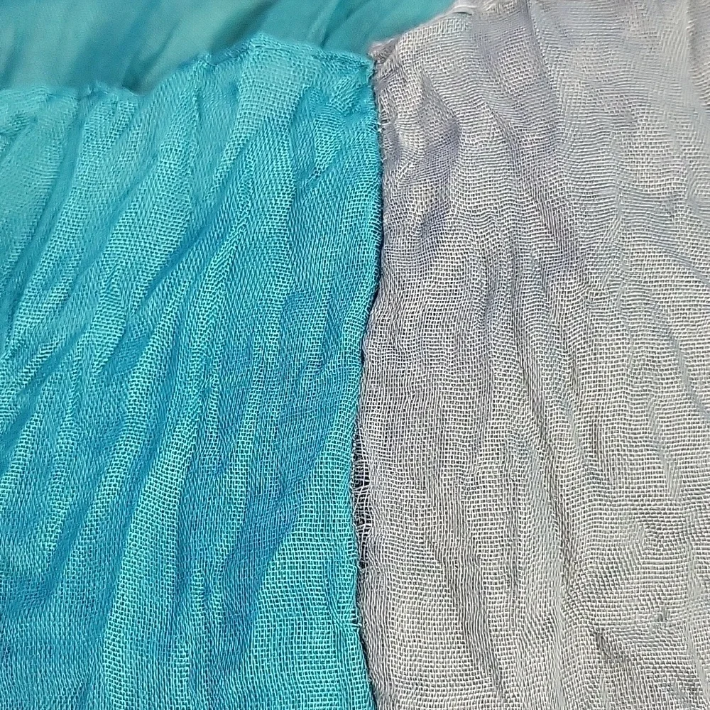 Teal Gray 2 Layer Scarf 14